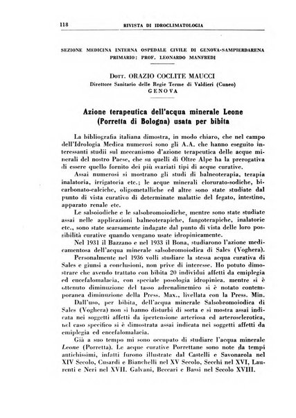 Rivista di idroclimatologia, talassologia e terapia fisica organo ufficiale dell'Associazione medica italiana di idroclimatologia talassologia e terapia fisica