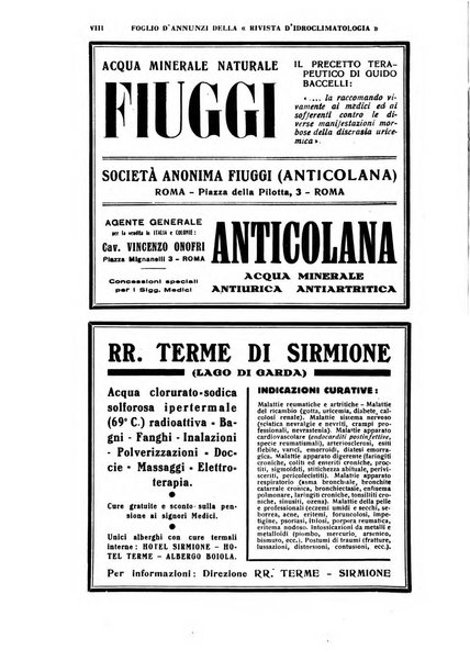 Rivista di idroclimatologia, talassologia e terapia fisica organo ufficiale dell'Associazione medica italiana di idroclimatologia talassologia e terapia fisica