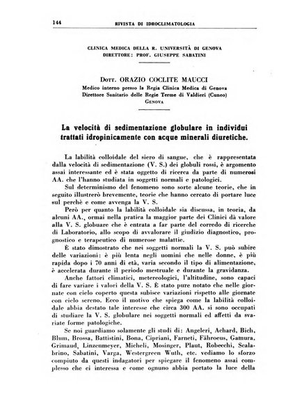 Rivista di idroclimatologia, talassologia e terapia fisica organo ufficiale dell'Associazione medica italiana di idroclimatologia talassologia e terapia fisica