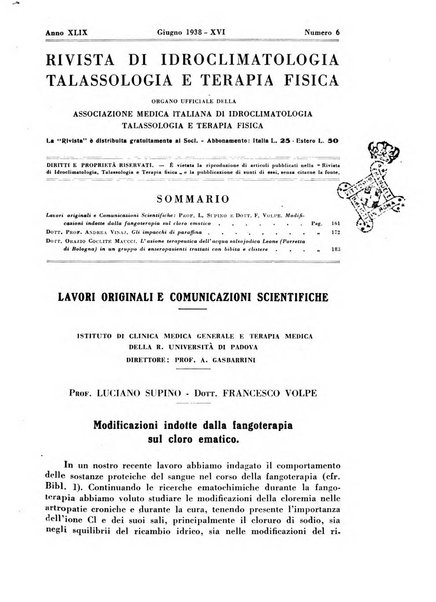 Rivista di idroclimatologia, talassologia e terapia fisica organo ufficiale dell'Associazione medica italiana di idroclimatologia talassologia e terapia fisica