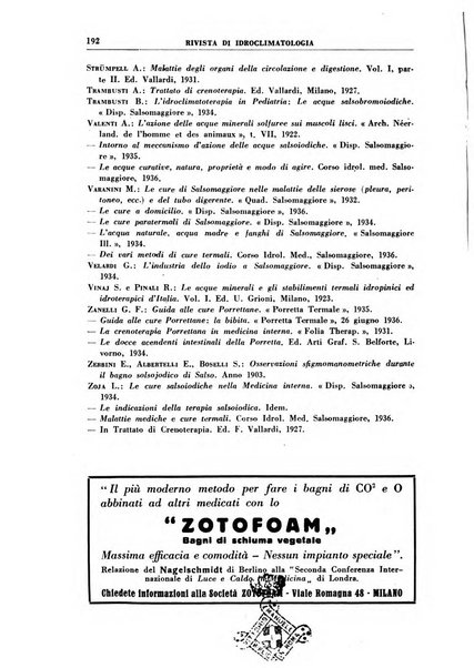 Rivista di idroclimatologia, talassologia e terapia fisica organo ufficiale dell'Associazione medica italiana di idroclimatologia talassologia e terapia fisica