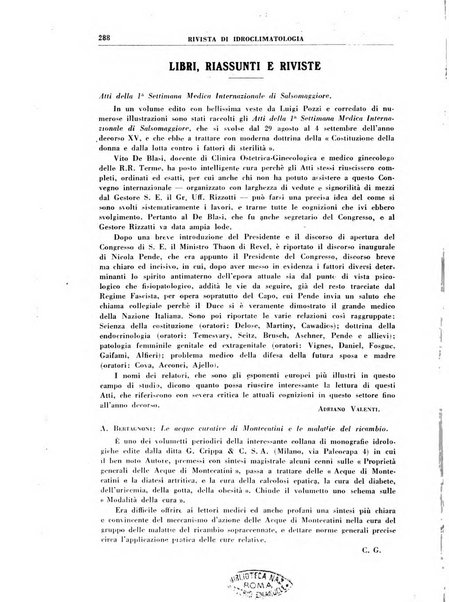 Rivista di idroclimatologia, talassologia e terapia fisica organo ufficiale dell'Associazione medica italiana di idroclimatologia talassologia e terapia fisica