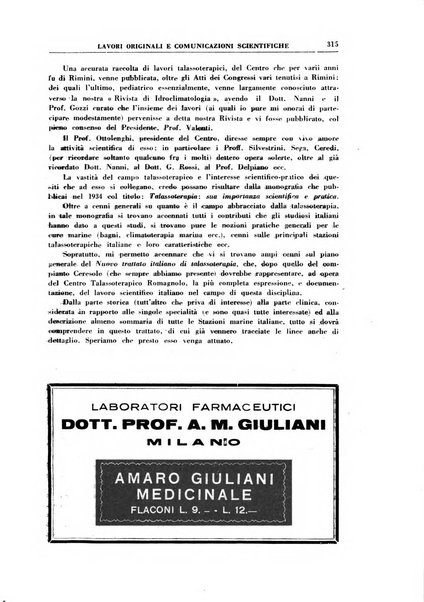 Rivista di idroclimatologia, talassologia e terapia fisica organo ufficiale dell'Associazione medica italiana di idroclimatologia talassologia e terapia fisica