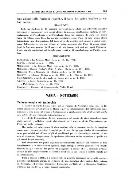 Rivista di idroclimatologia, talassologia e terapia fisica organo ufficiale dell'Associazione medica italiana di idroclimatologia talassologia e terapia fisica