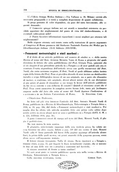 Rivista di idroclimatologia, talassologia e terapia fisica organo ufficiale dell'Associazione medica italiana di idroclimatologia talassologia e terapia fisica