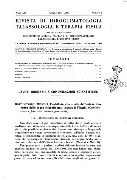 Rivista di idroclimatologia, talassologia e terapia fisica organo ufficiale dell'Associazione medica italiana di idroclimatologia talassologia e terapia fisica