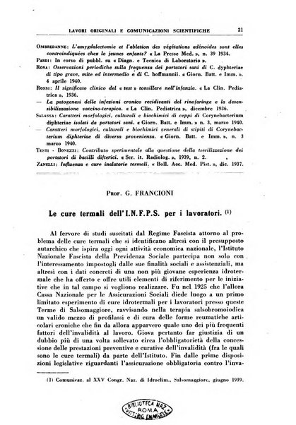 Rivista di idroclimatologia, talassologia e terapia fisica organo ufficiale dell'Associazione medica italiana di idroclimatologia talassologia e terapia fisica