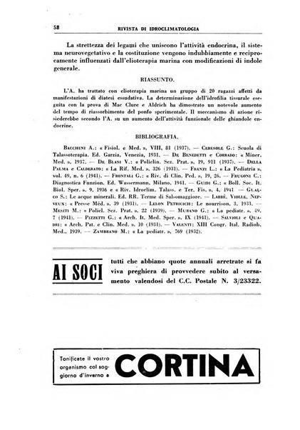 Rivista di idroclimatologia, talassologia e terapia fisica organo ufficiale dell'Associazione medica italiana di idroclimatologia talassologia e terapia fisica