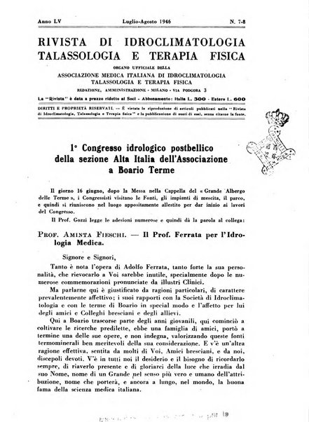 Rivista di idroclimatologia, talassologia e terapia fisica organo ufficiale dell'Associazione medica italiana di idroclimatologia talassologia e terapia fisica