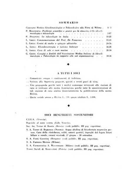 Rivista di idroclimatologia, talassologia e terapia fisica organo ufficiale dell'Associazione medica italiana di idroclimatologia talassologia e terapia fisica