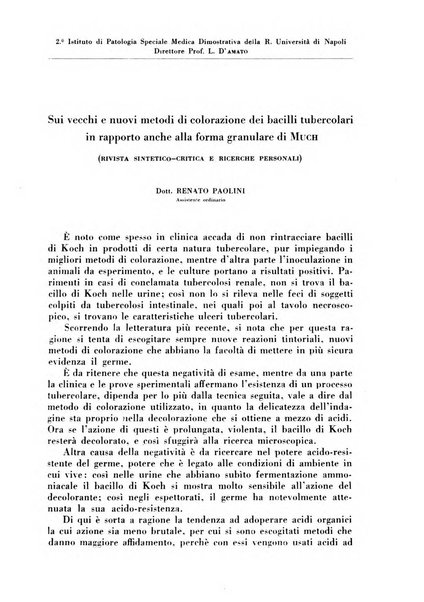 Rivista di patologia e clinica della tubercolosi organo ufficiale della Società italiana fascista di studi scientifici sulla tubercolosi