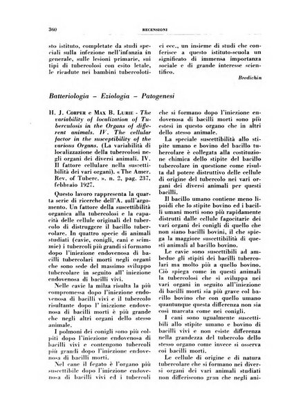 Rivista di patologia e clinica della tubercolosi organo ufficiale della Società italiana fascista di studi scientifici sulla tubercolosi