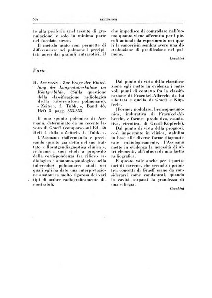 Rivista di patologia e clinica della tubercolosi organo ufficiale della Società italiana fascista di studi scientifici sulla tubercolosi