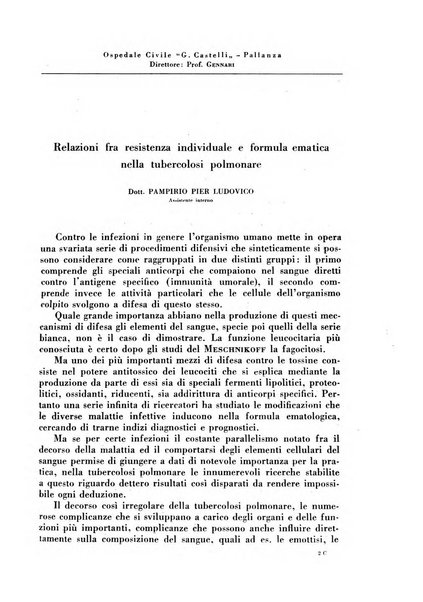 Rivista di patologia e clinica della tubercolosi organo ufficiale della Società italiana fascista di studi scientifici sulla tubercolosi