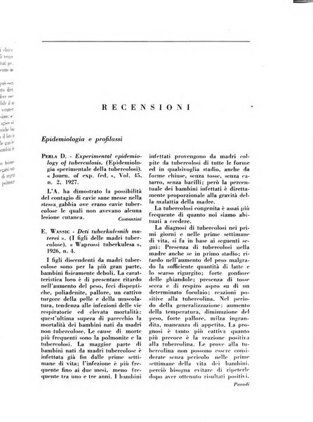 Rivista di patologia e clinica della tubercolosi organo ufficiale della Società italiana fascista di studi scientifici sulla tubercolosi