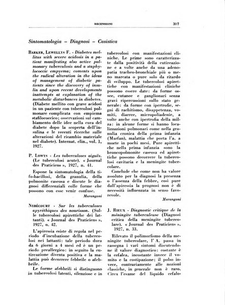 Rivista di patologia e clinica della tubercolosi organo ufficiale della Società italiana fascista di studi scientifici sulla tubercolosi