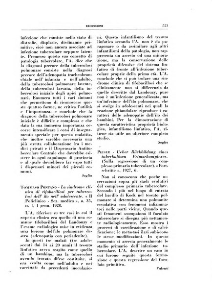 Rivista di patologia e clinica della tubercolosi organo ufficiale della Società italiana fascista di studi scientifici sulla tubercolosi