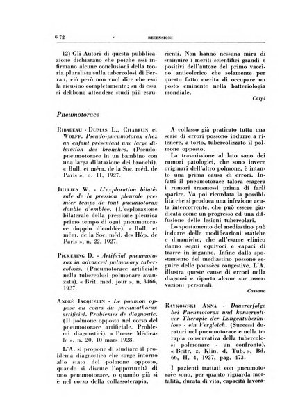 Rivista di patologia e clinica della tubercolosi organo ufficiale della Società italiana fascista di studi scientifici sulla tubercolosi