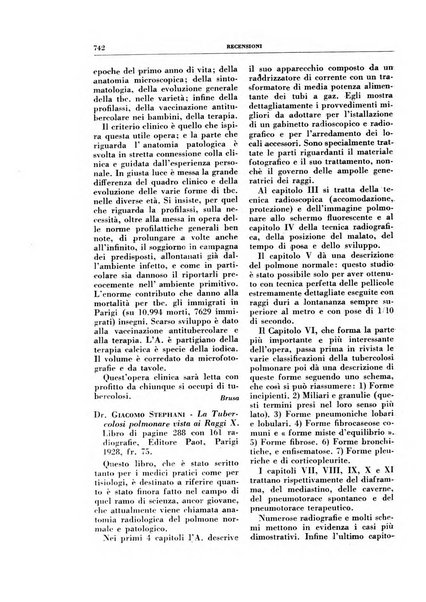 Rivista di patologia e clinica della tubercolosi organo ufficiale della Società italiana fascista di studi scientifici sulla tubercolosi