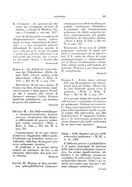 Rivista di patologia e clinica della tubercolosi organo ufficiale della Società italiana fascista di studi scientifici sulla tubercolosi