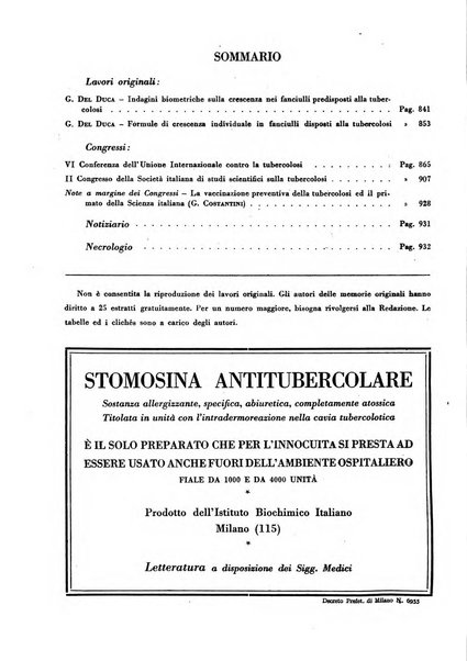 Rivista di patologia e clinica della tubercolosi organo ufficiale della Società italiana fascista di studi scientifici sulla tubercolosi