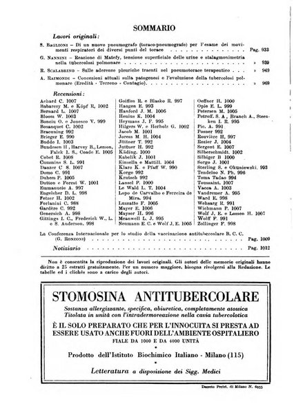 Rivista di patologia e clinica della tubercolosi organo ufficiale della Società italiana fascista di studi scientifici sulla tubercolosi