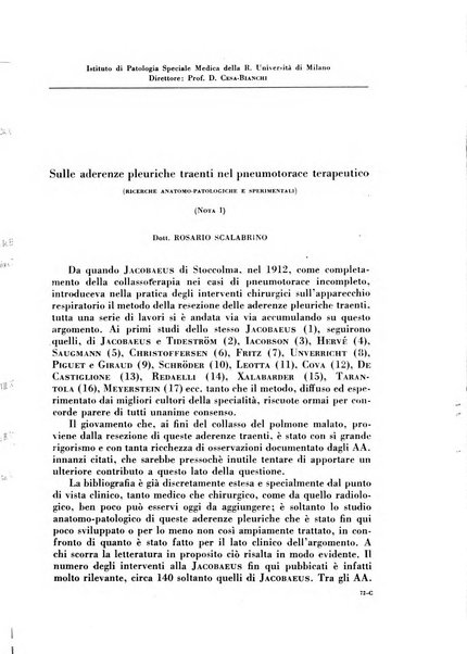 Rivista di patologia e clinica della tubercolosi organo ufficiale della Società italiana fascista di studi scientifici sulla tubercolosi