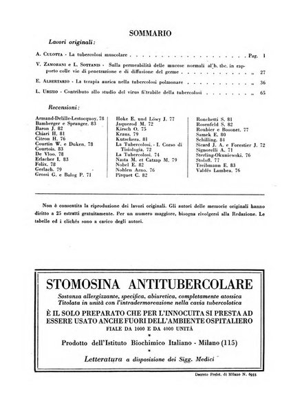 Rivista di patologia e clinica della tubercolosi organo ufficiale della Società italiana fascista di studi scientifici sulla tubercolosi