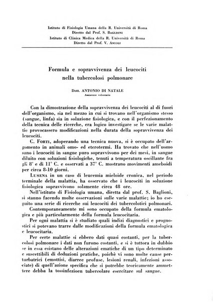 Rivista di patologia e clinica della tubercolosi organo ufficiale della Società italiana fascista di studi scientifici sulla tubercolosi