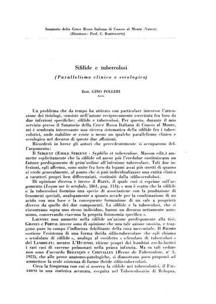 Rivista di patologia e clinica della tubercolosi organo ufficiale della Società italiana fascista di studi scientifici sulla tubercolosi