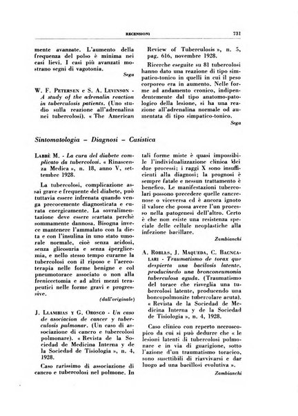 Rivista di patologia e clinica della tubercolosi organo ufficiale della Società italiana fascista di studi scientifici sulla tubercolosi