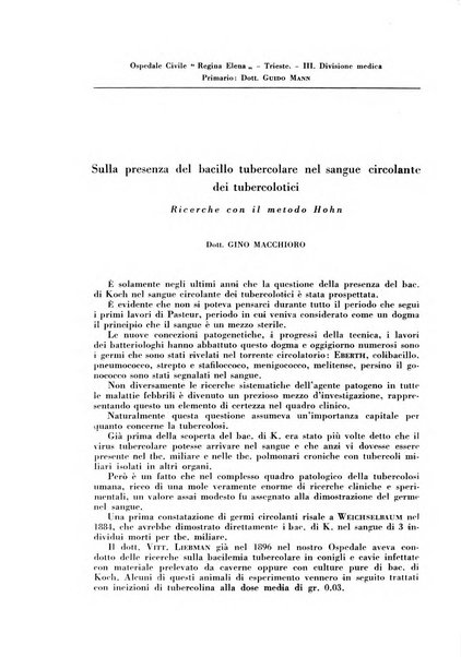 Rivista di patologia e clinica della tubercolosi organo ufficiale della Società italiana fascista di studi scientifici sulla tubercolosi