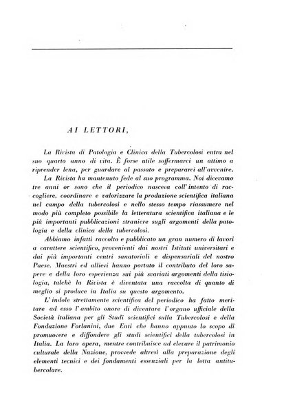 Rivista di patologia e clinica della tubercolosi organo ufficiale della Società italiana fascista di studi scientifici sulla tubercolosi