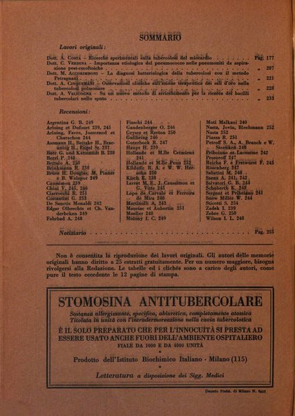 Rivista di patologia e clinica della tubercolosi organo ufficiale della Società italiana fascista di studi scientifici sulla tubercolosi