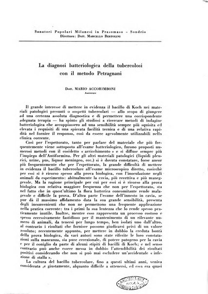 Rivista di patologia e clinica della tubercolosi organo ufficiale della Società italiana fascista di studi scientifici sulla tubercolosi