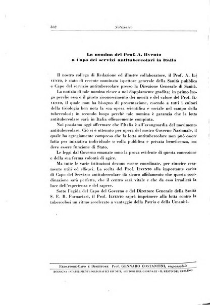 Rivista di patologia e clinica della tubercolosi organo ufficiale della Società italiana fascista di studi scientifici sulla tubercolosi