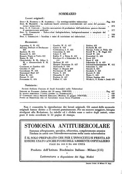 Rivista di patologia e clinica della tubercolosi organo ufficiale della Società italiana fascista di studi scientifici sulla tubercolosi