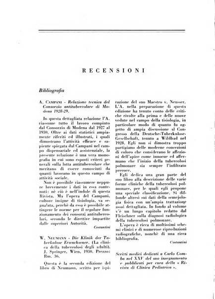 Rivista di patologia e clinica della tubercolosi organo ufficiale della Società italiana fascista di studi scientifici sulla tubercolosi