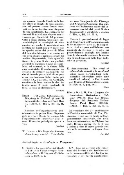 Rivista di patologia e clinica della tubercolosi organo ufficiale della Società italiana fascista di studi scientifici sulla tubercolosi