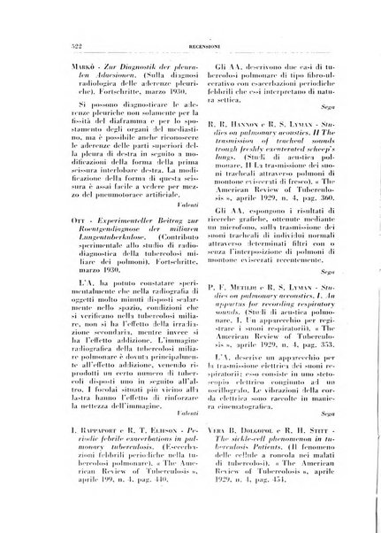 Rivista di patologia e clinica della tubercolosi organo ufficiale della Società italiana fascista di studi scientifici sulla tubercolosi