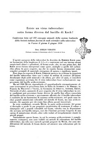 Rivista di patologia e clinica della tubercolosi organo ufficiale della Società italiana fascista di studi scientifici sulla tubercolosi