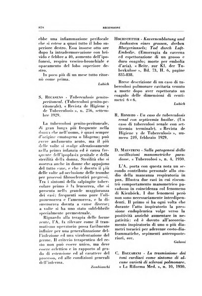 Rivista di patologia e clinica della tubercolosi organo ufficiale della Società italiana fascista di studi scientifici sulla tubercolosi