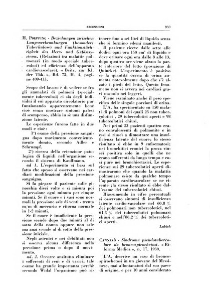 Rivista di patologia e clinica della tubercolosi organo ufficiale della Società italiana fascista di studi scientifici sulla tubercolosi