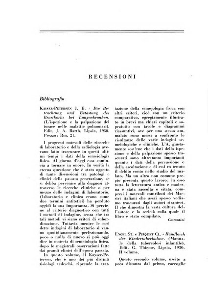 Rivista di patologia e clinica della tubercolosi organo ufficiale della Società italiana fascista di studi scientifici sulla tubercolosi