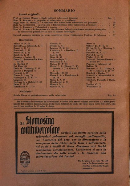 Rivista di patologia e clinica della tubercolosi organo ufficiale della Società italiana fascista di studi scientifici sulla tubercolosi