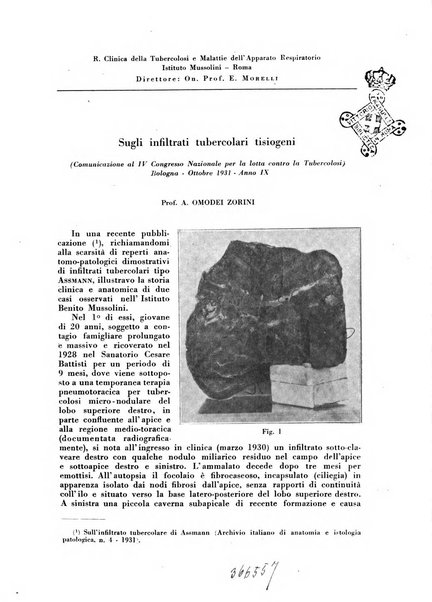 Rivista di patologia e clinica della tubercolosi organo ufficiale della Società italiana fascista di studi scientifici sulla tubercolosi