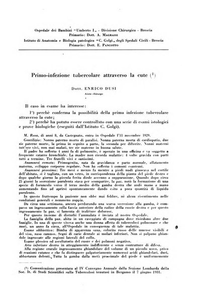 Rivista di patologia e clinica della tubercolosi organo ufficiale della Società italiana fascista di studi scientifici sulla tubercolosi