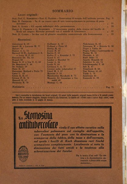 Rivista di patologia e clinica della tubercolosi organo ufficiale della Società italiana fascista di studi scientifici sulla tubercolosi