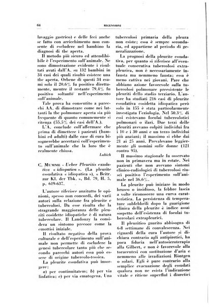 Rivista di patologia e clinica della tubercolosi organo ufficiale della Società italiana fascista di studi scientifici sulla tubercolosi