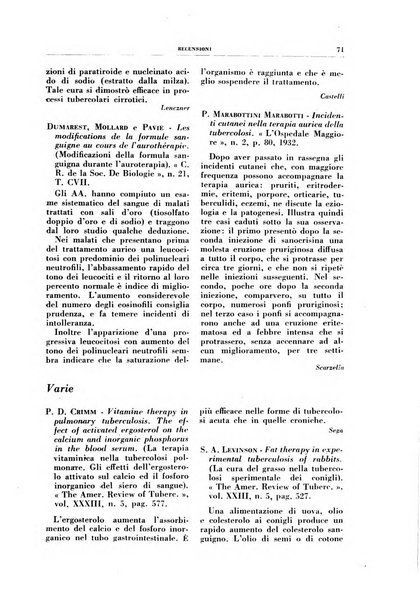 Rivista di patologia e clinica della tubercolosi organo ufficiale della Società italiana fascista di studi scientifici sulla tubercolosi